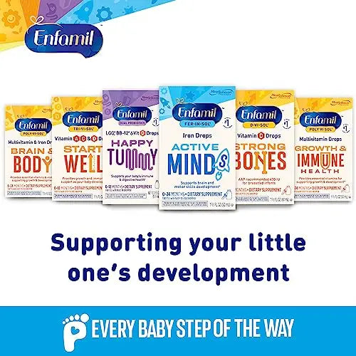 Enfamil Poly-Vi-Sol and Fer-in-Sol Iron Liquid Drop Multivitamin Supplements for Infants and Toddlers, 2x50 mL Dropper Bottle Enfamil Prenatals & Baby VitaminsBuy Supplements Australia