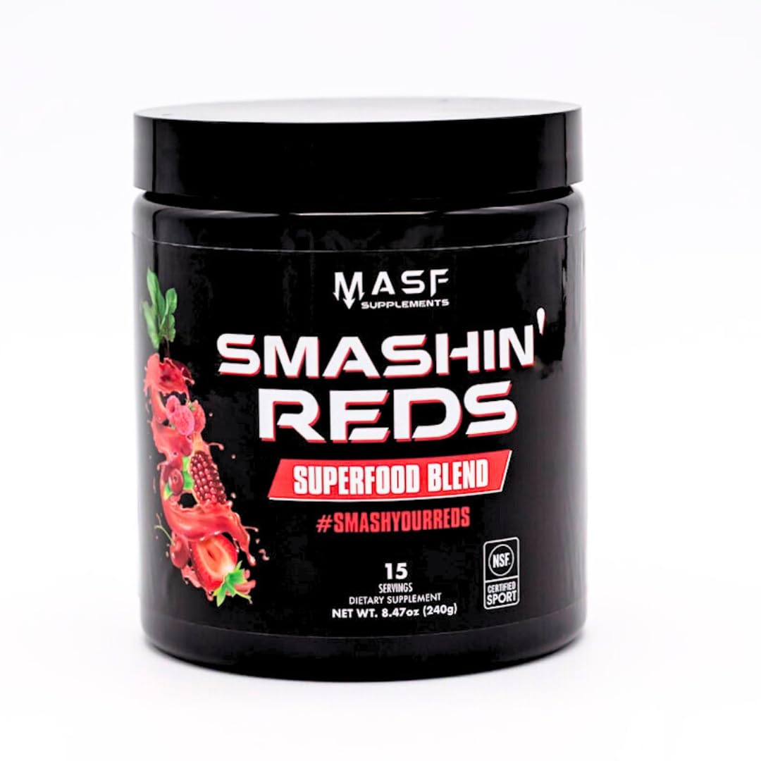 MASF Smashin' Reds Organic Superfood Supplements - 15 Servings - NSF Sport, Super Reds for Digestive Health, Energy, Endurance, Beet Root, Maca, Turmeric, Ginger, Acai, Nitric Oxide Production MASFBuy Supplements Australia