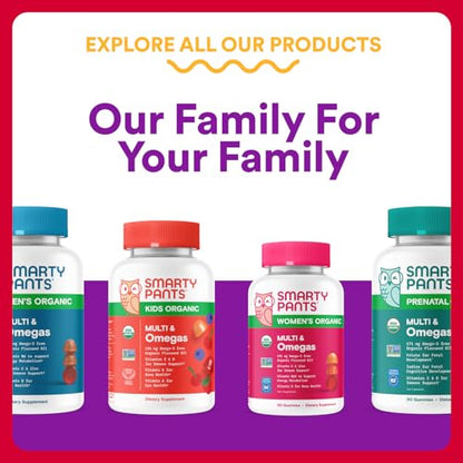SmartyPants Organic Toddler Multivitamin Gummies: Probiotics, Omega 3 (ALA), Vitamin D3, C, Vitamin B12, B6, A, K & Zinc, Beta Carotene, Gluten Free