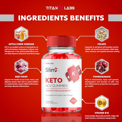 (2 Pack) SlimX Keto ACV Gummies, SlimX Keto ACV Advanced Weight Loss 1000MG Apple Titan LabsBuy Supplements Australia