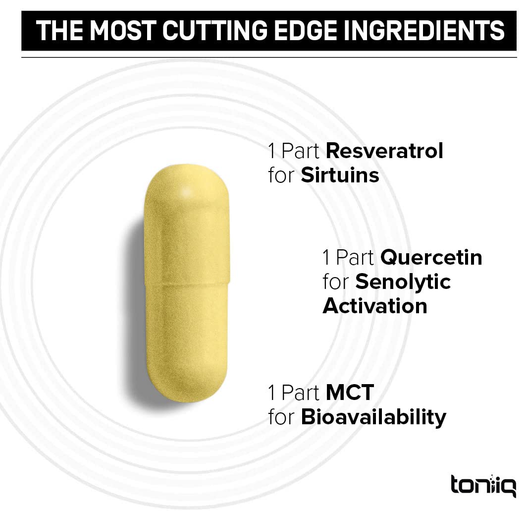 Toniiq 1600mg Resveratrol Blend - Ultra High Purity and 3rd Party Tested - with MCT ToniiqBuy Supplements Australia
