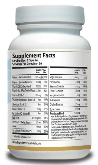 Men’s Multivitamin Supplement – Daily Energy, Immune & Heart Support – with Zinc, Magnesium, B12, CoQ10, Turmeric, Ginseng & More – 60 Vegetable Capsules – AnuMed AnuMed InternationalBuy Supplements Australia