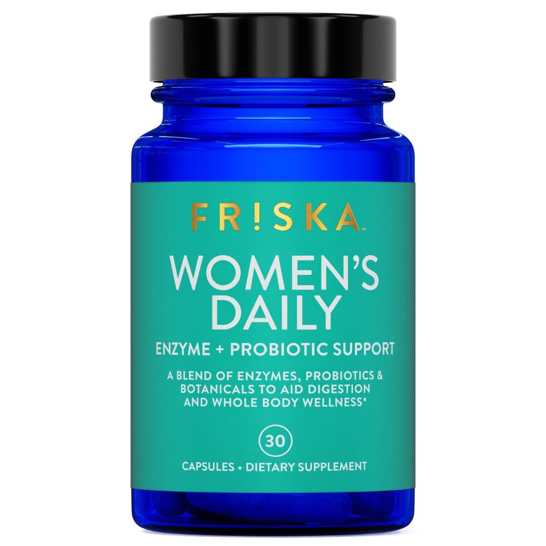 FRISKA Women’s Daily Digestive Enzyme and Probiotics Supplement, Advanced Natural Support for Female Digestive Health, Fights Bloating, Eases Digestion
