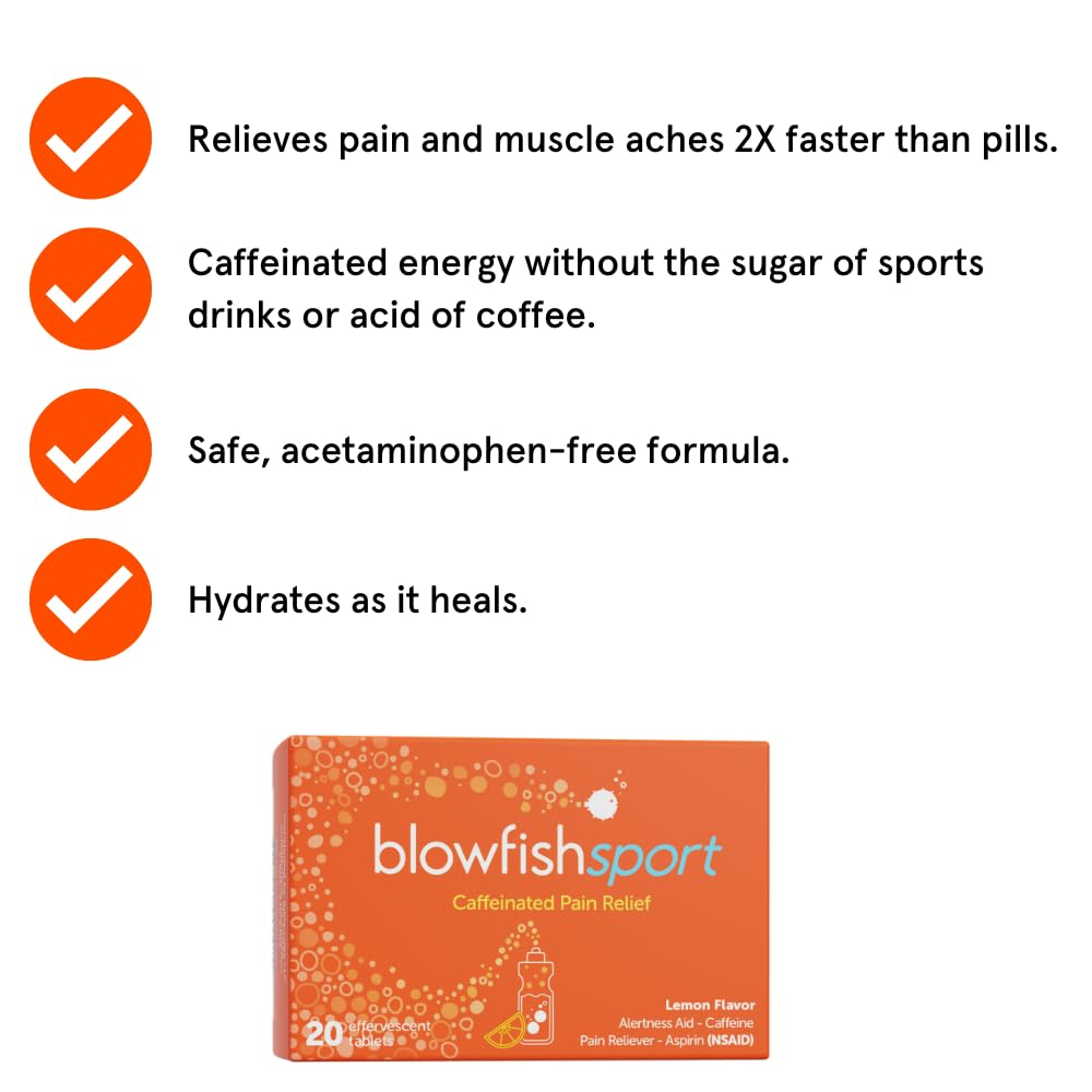 Blowfish Sport | 4 Pack | Pain Relief for Athletes | Eases Sore Muscles | Boosts Energy | Effervescent Formula Works Fast | Perfect for Morning Workouts BlowfishBuy Supplements Australia