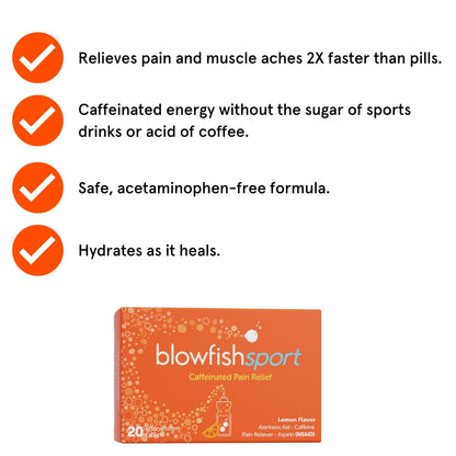 Blowfish Sport | 4 Pack | Pain Relief for Athletes | Eases Sore Muscles | Boosts Energy | Effervescent Formula Works Fast | Perfect for Morning Workouts BlowfishBuy Supplements Australia