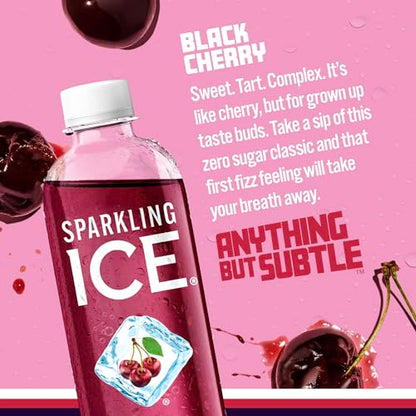 Sparkling Ice, Black Cherry Sparkling Water, Zero Sugar Flavored Water, with Vitamins Sparkling ICEBuy Supplements Australia
