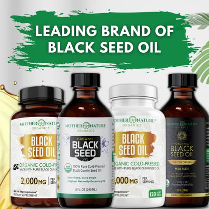 Organic Black Seed Oil Capsules - 3 Month Supply - 180 Count (2000mg Per Serving) Mother Nature Organics Superfoods for Organic LivingBuy Supplements Australia