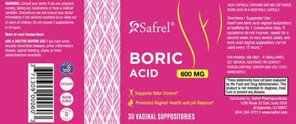 Safrel Boric Acid Vaginal Suppositories - 100% Pure Made in USA - Intimate Health Support SafrelBuy Supplements Australia