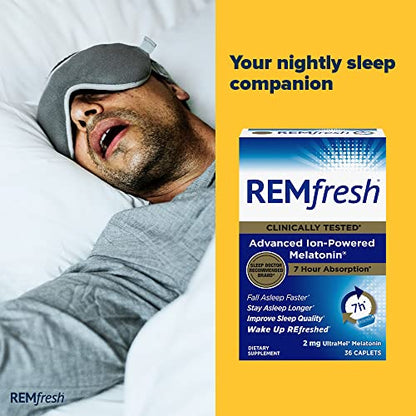 REMfresh 2mg Advanced Melatonin Sleep Aid Supplement (36 Caplets) REMfreshBuy Supplements Australia