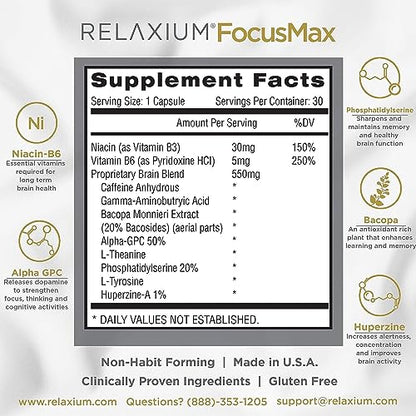 Relaxium FocusMax, Brain & Focus Health Supplement, Proven Concentration RelaxiumBuy Supplements Australia