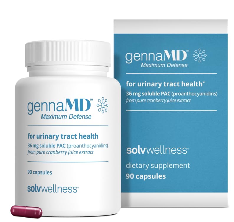 Solv Wellness GennaMD - Maximum UTI Defense - 36 mg Soluble PAC from 100% Cranberry Juice Extract - Highest PAC Concentration in a Small, Easy-to-Swallow Capsule - 90 Capsules Solv WellnessBuy Supplements Australia