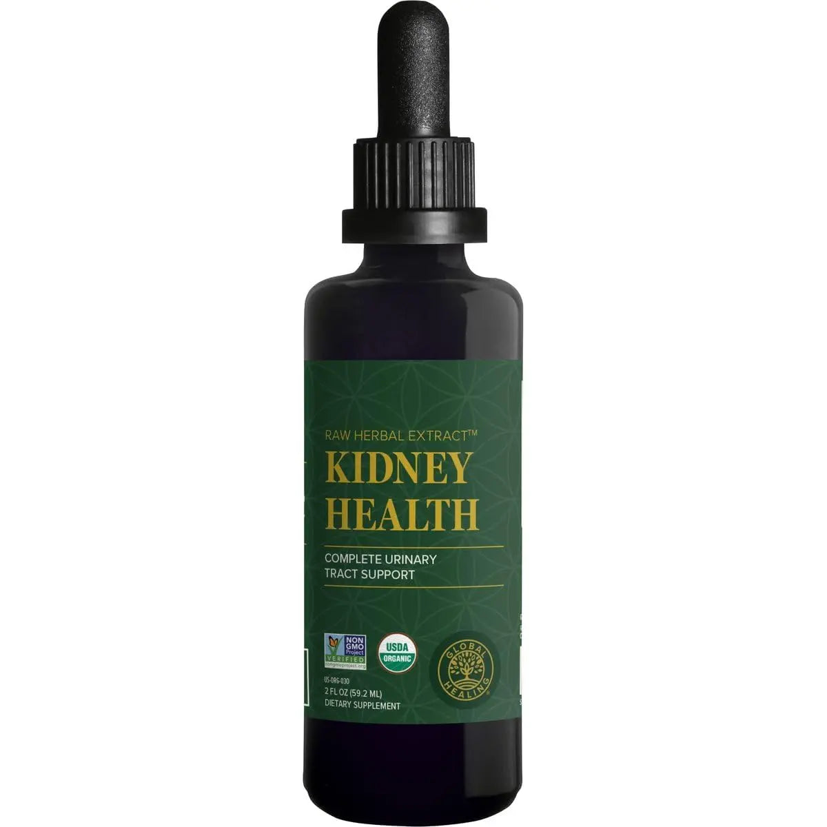 Global Healing USDA Organic Kidney Health with Cranberry & Hydrangea - Kidney Cleanse Liquid Supplement & Stones Dissolver for Urinary Health - Detox & Repair Formula for Bladder Control - 2 Fl Oz Global Healing CenterBuy Supplements Australia