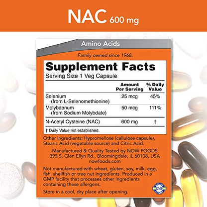 NOW Supplements, NAC (N-Acetyl Cysteine) 600 mg with Selenium & Molybdenum NOWBuy Supplements Australia