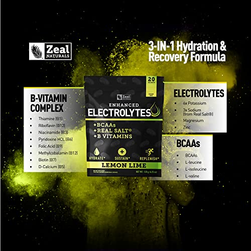 Enhanced Electrolyte Powder Stick Packs (Lemon Lime - 20 Packets) Sugar Free Zeal NaturalsBuy Supplements Australia
