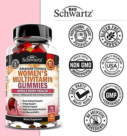 Women's Multivitamin Gummies with A C B6 B12 D & E Vitamins for Immune Support BioSchwartzBuy Supplements Australia