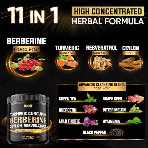 Berberine Supplement 14000mg Turmeric Curcumin 4500mg Trans-Resveratrol 4500mg NuqiitBuy Supplements Australia