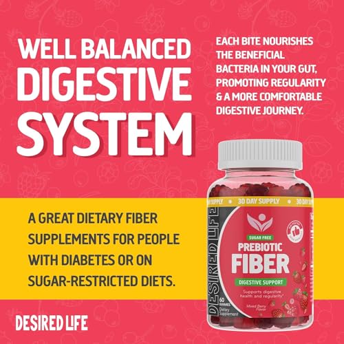Desired Life Sugar Free Prebiotic Fiber Gummies for Adults and Kids Mixed Berry Flavor Desired LifeBuy Supplements Australia