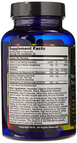 Migraine Relief, Quad-Formula with PA-Free Butterbur (150mg), CoQ10 (300mg), Magnesium Glycinate (300mg), High-Dose Riboflavin (400mg) - MigrA Zero (120 Caps) Optimal Dosing for Migraine Sufferers Iconis BioceuticalsBuy Supplements Australia