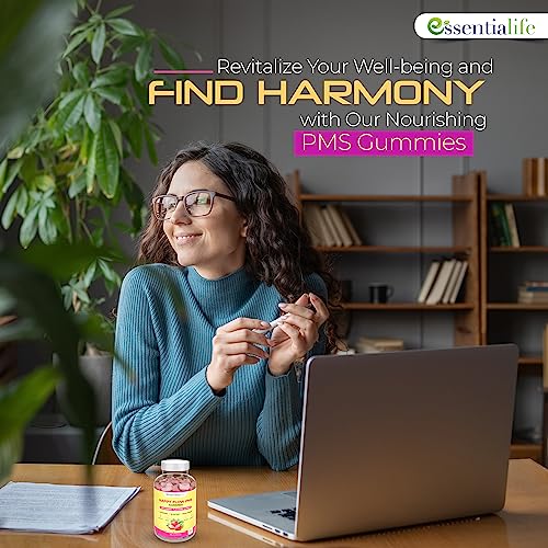 Happy Flow Strawberry-Flavor Chewable PMS Gummies | Hormone Balance Chasteberry EssentialifeBuy Supplements Australia