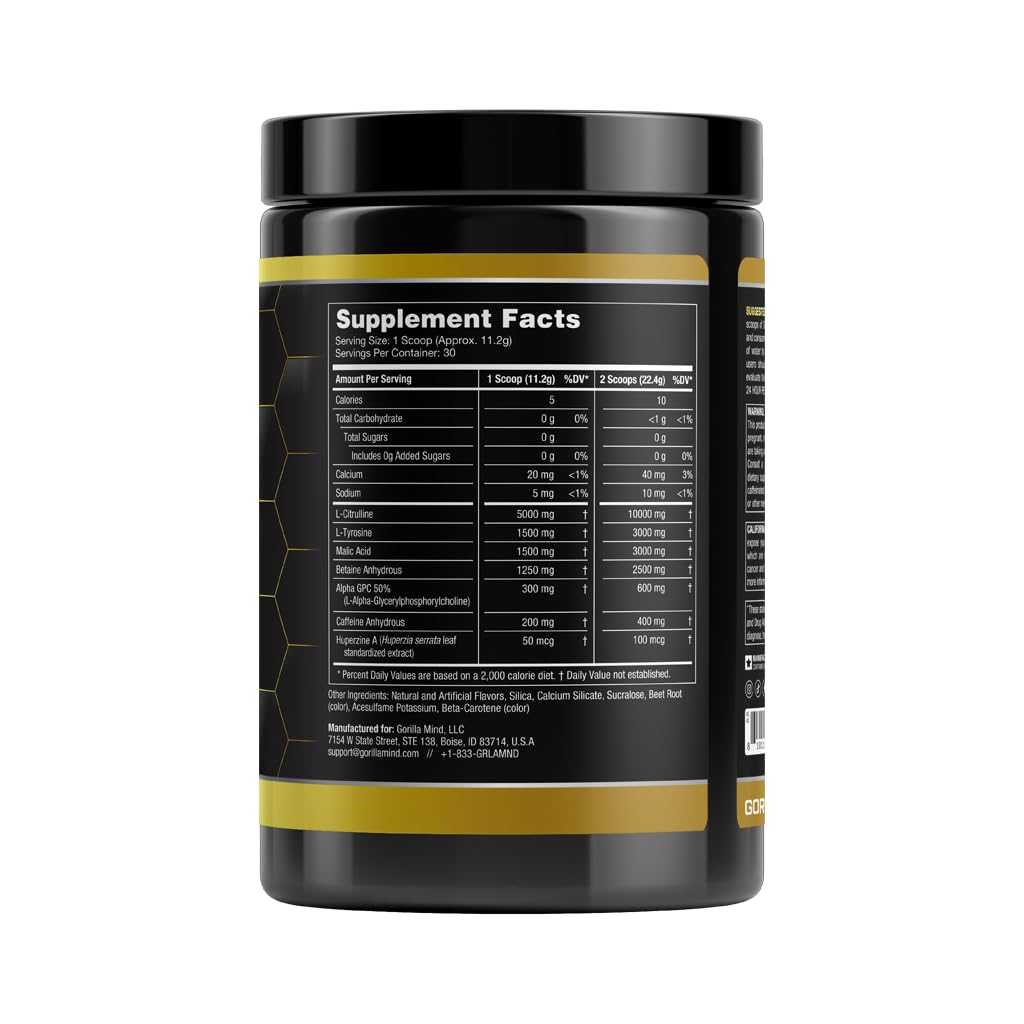 Gorilla Mode Base Pre Workout - Raises Nitric Oxide · Intense Focus & Drive · Endurance Gorilla MindBuy Supplements Australia