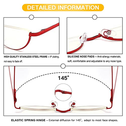 Yiwaeye 3 Pack Half Moon Reading Glasses Anti Blue Light UV, Half Frame Semi Lens Slim YiwaeyeBuy Supplements Australia
