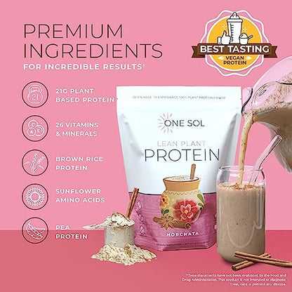 One Sol Lean Plant Protein Powder Horchata, Low Carb, Gluten Free