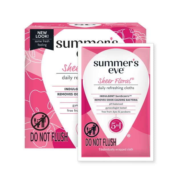 Summer's Eve Sheer Floral Daily Refreshing Feminine Wipes, Removes Odor, pH balanced, 16 count, (Pack of 8) Summer's EveBuy Supplements Australia