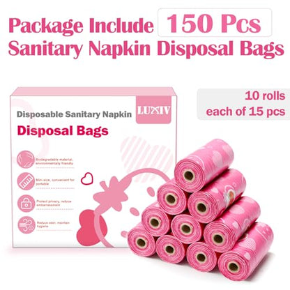 150Pcs Sanitary Napkin Disposal Bags, Luxiv Pink Disposable Sanitary Bag Personal Care Disposal Bags LuxivBuy Supplements Australia