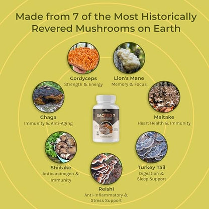 Naturealm Sacred 7 Mushroom Extract Capsules - Chaga, Cordyceps, Lion's Mane NaturealmBuy Supplements Australia