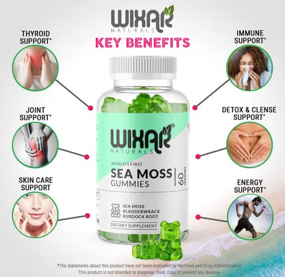 WIXAR NATURALS Sea Moss Gummies - Natural Irish Sea Moss and Bladderwrack WIXAR NATURALSBuy Supplements Australia