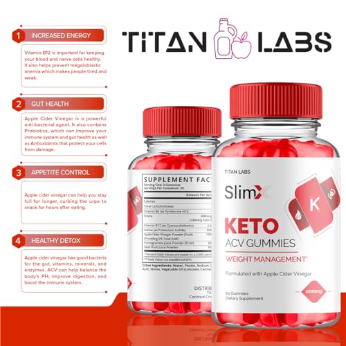 (3 Pack) SlimX Keto ACV Gummies, SlimX Keto ACV Advanced Weight Loss 1000MG Apple Titan LabsBuy Supplements Australia