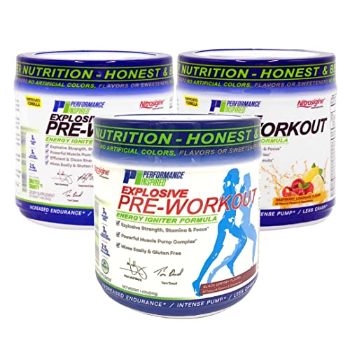 PERFORMANCE INSPIRED Nutrition Pre-Workout Powder - Contains Citrulline - Nitrosigine - Green Tea - All Natural - 1.49 lb - Black Cherry
