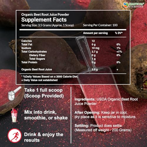 Beet Juice Powder Organic - Cold Pressed - 20:1 Concentrate - Concentrated Beet Root Nautical ElementsBuy Supplements Australia