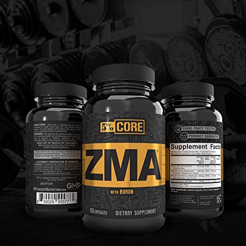 5% Nutrition Core ZMA (with Boron) | Promotes Recovery by Restoring Levels of Zinc, Magnesium & Vitamin B-6 (90 Capsules) 5% NutritionBuy Supplements Australia