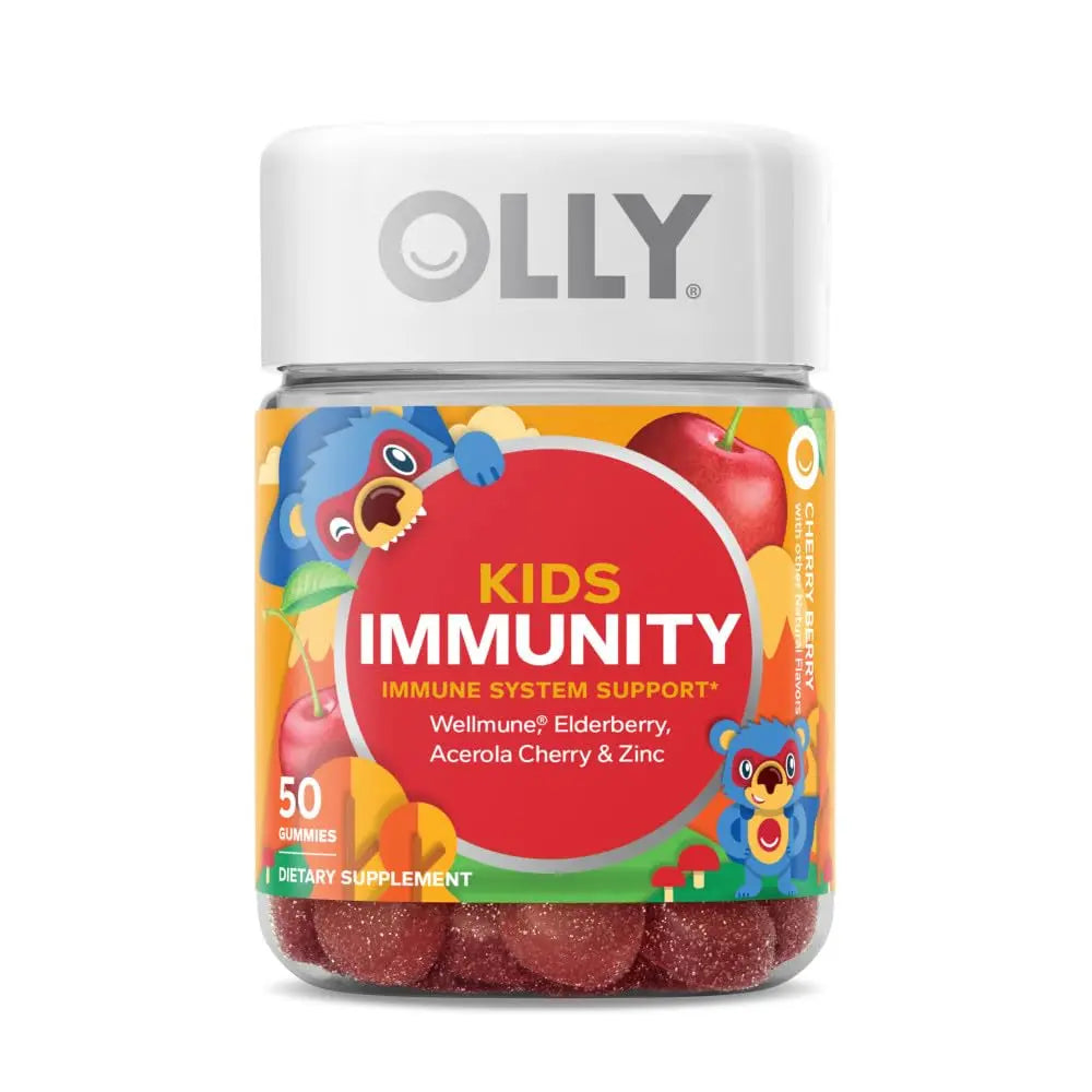 OLLY Kids Immunity Gummy, Immune Support, Wellmune, Elderberry, Vitamin C, Zinc & Probiotic + Prebiotic Gummy, Digestive Support and Gut Health, 500 Million CFUs, Fiber OLLYBuy Supplements Australia