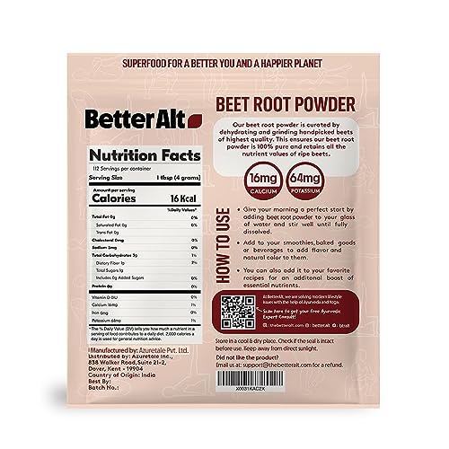 Better Alt Beet Root Powder - 16oz, 100% Natural Nitric Oxide Booster, Beet Juice Powder Better AltBuy Supplements Australia