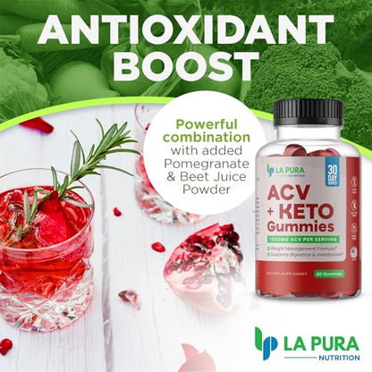 LaPura ACV 1000 mg + Keto Gummies for Weight Loss, 60 Gummies - 1000 mg Apple Cider LaPuraBuy Supplements Australia