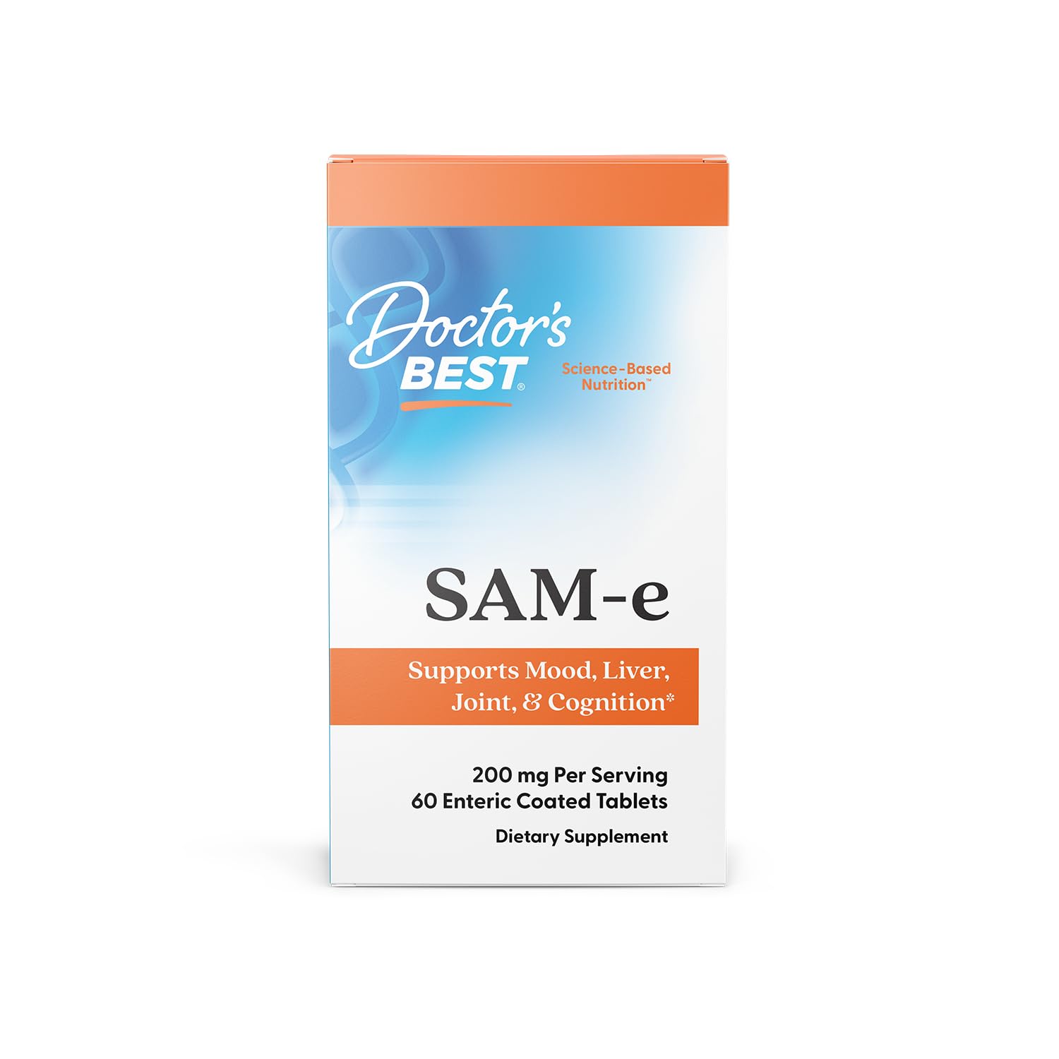 Doctor's Best SAM-e Mood & Joint Support & Liver Health (Pharmaceutical Grade/Non-GMO/Gluten Free/Vegetarian), Tablet, 60 Count (Pack of 1) Doctor's BESTBuy Supplements Australia