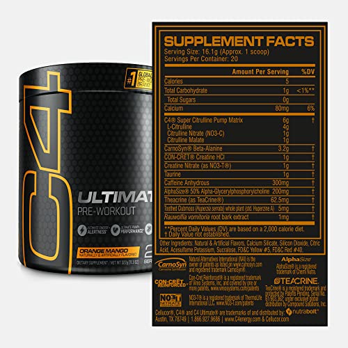 Cellucor C4 Ultimate Pre Workout Powder Orange Mango - Sugar Free Preworkout CellucorBuy Supplements Australia