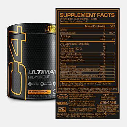 Cellucor C4 Ultimate Pre Workout Powder Orange Mango - Sugar Free Preworkout CellucorBuy Supplements Australia