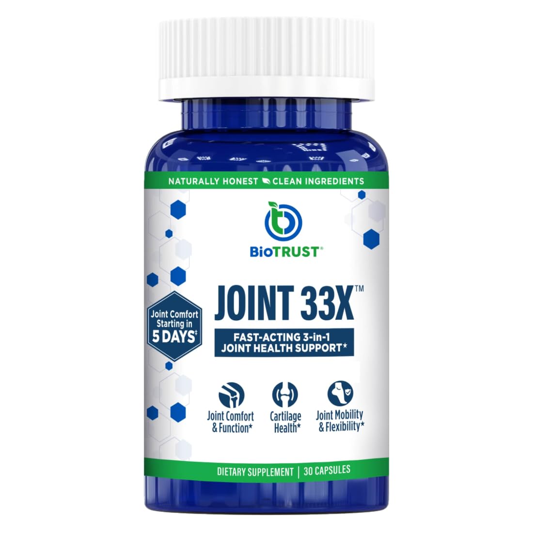 BioTrust Joint 33X Advanced 3-in-1 Joint Support Supplement - Healthy Flexibility, Mobility Relief & Comfort - Boswellia Serrata, Type II Collagen, Hyaluronic Acid - 30 Capsules BioTrustBuy Supplements Australia