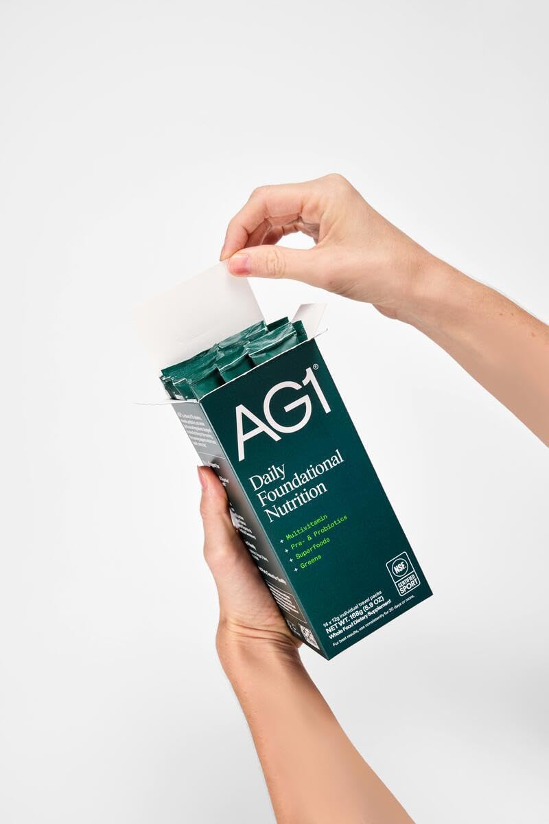 AG1 Athletic Greens Powder Supplement, Improve Gut Health, Multivitamin, Probiotic, Gluten Free, Vegan and Keto Friendly, 75 Vitamins (Travel Packs, 14 Count) - Classic Formula AG1Buy Supplements Australia