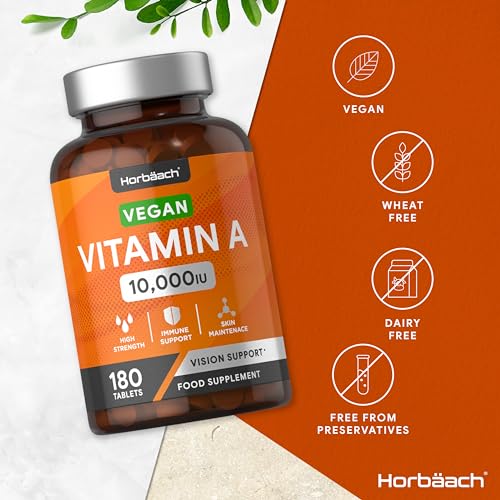 Vitamin A Tablets 10000iu | 180 Count | High Strength Vitamin A as Retinol Acetate HorbäachBuy Supplements Australia