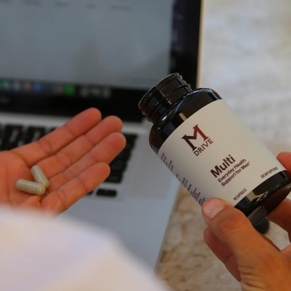Mdrive Multivitamin for Men, Daily Multivitamin - Immune Health Support from Zinc, Selenium, Manganese & Vitamin D, Enzymes for Digestive Support, CoQ10 for Energy and Vitamin K2, 90 Capsules MdriveBuy Supplements Australia