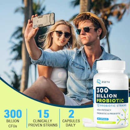 Probiotics for Women Men: 300 Billion CFU Probiotic High Potency + 12 Strains Organic RSETUBuy Supplements Australia
