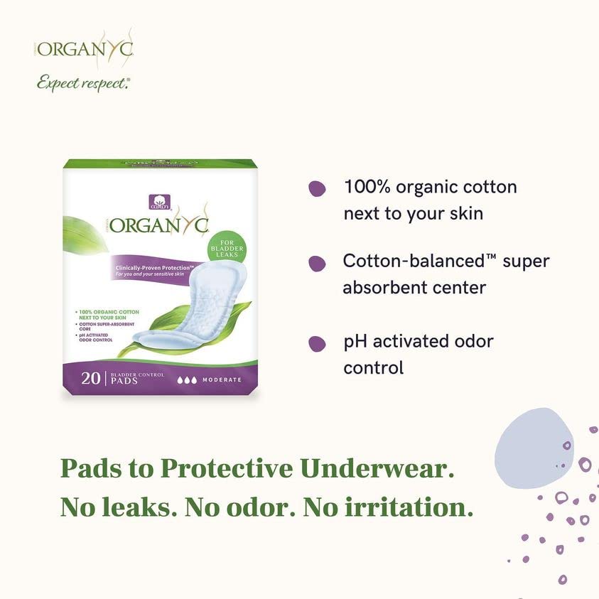 Organyc 100% Organic Cotton Light Incontinence Liners for Bladder Leakage Control OrganycBuy Supplements Australia