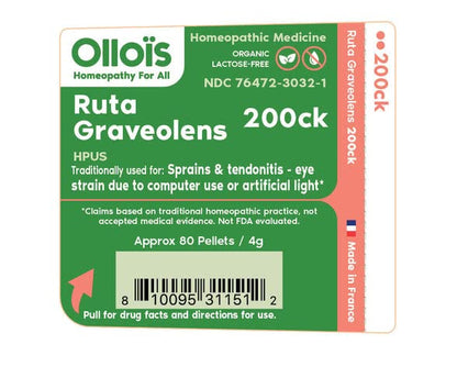 OLLOIS Ruta Graveolens 200ck Organic, Lactose-Free, Kosher Homeopathic Medicine, 80 Pellets OLLOÏSBuy Supplements Australia