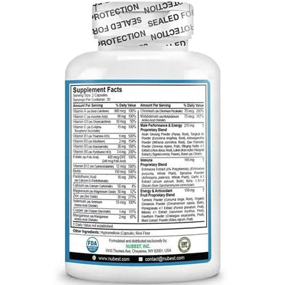 Multivitamin for Men with 38 Key Nutrients, B Complex, D3, A, C, Zinc, Magnesium, Calcium, Asian Ginseng, Ashwagandha, Turmeric for Bones, Muscle NuBestBuy Supplements Australia