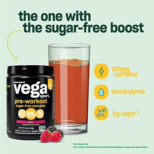 Vega Sport Sugar Free Pre-Workout Energizer, Berry - Pre Workout Powder for Women VegaBuy Supplements Australia