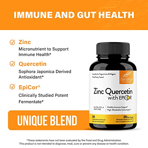 Sandhu's Zinc Quercetin with EpiCor® 60 Vegetarian Capsules - Gluten-Free Zinc Sandhu'sBuy Supplements Australia